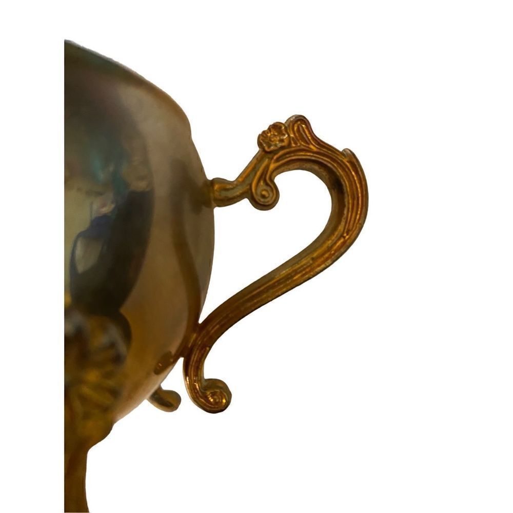 Vintage, small, brass pitcher floral, detail, 2 1/2 x 5 - Picture 5 of 5